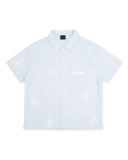 Camicia Oversize Fit Celeste "Primitive", vista frontale