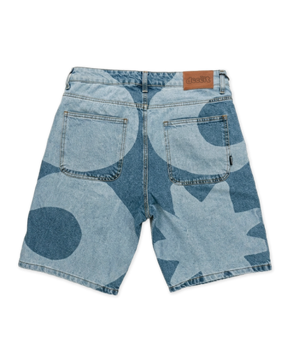 Short Oversize Fit Blu Denim "Moon", vista retro