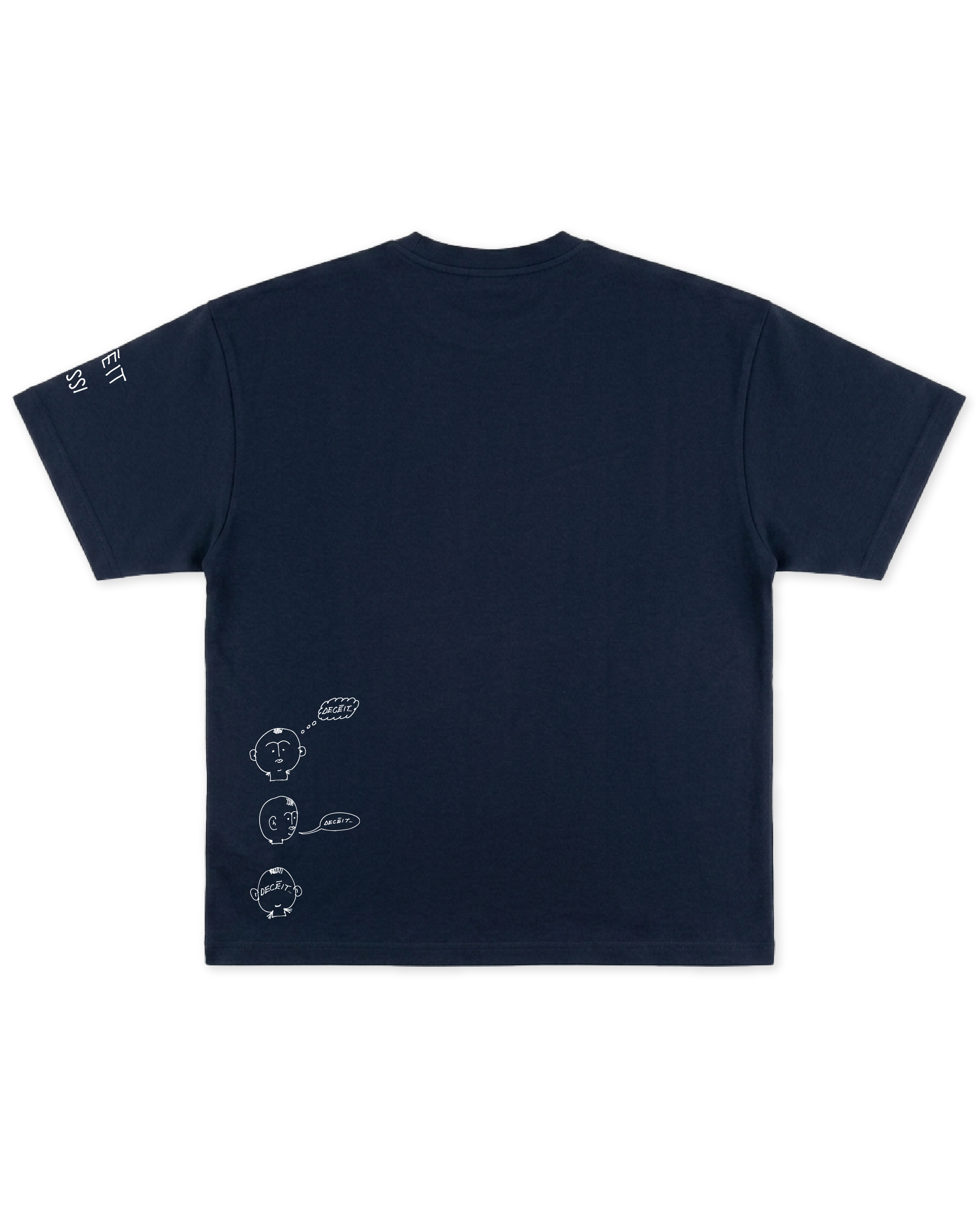 T-Shirt Flared Fit Blu Denim "All Around", vista retro