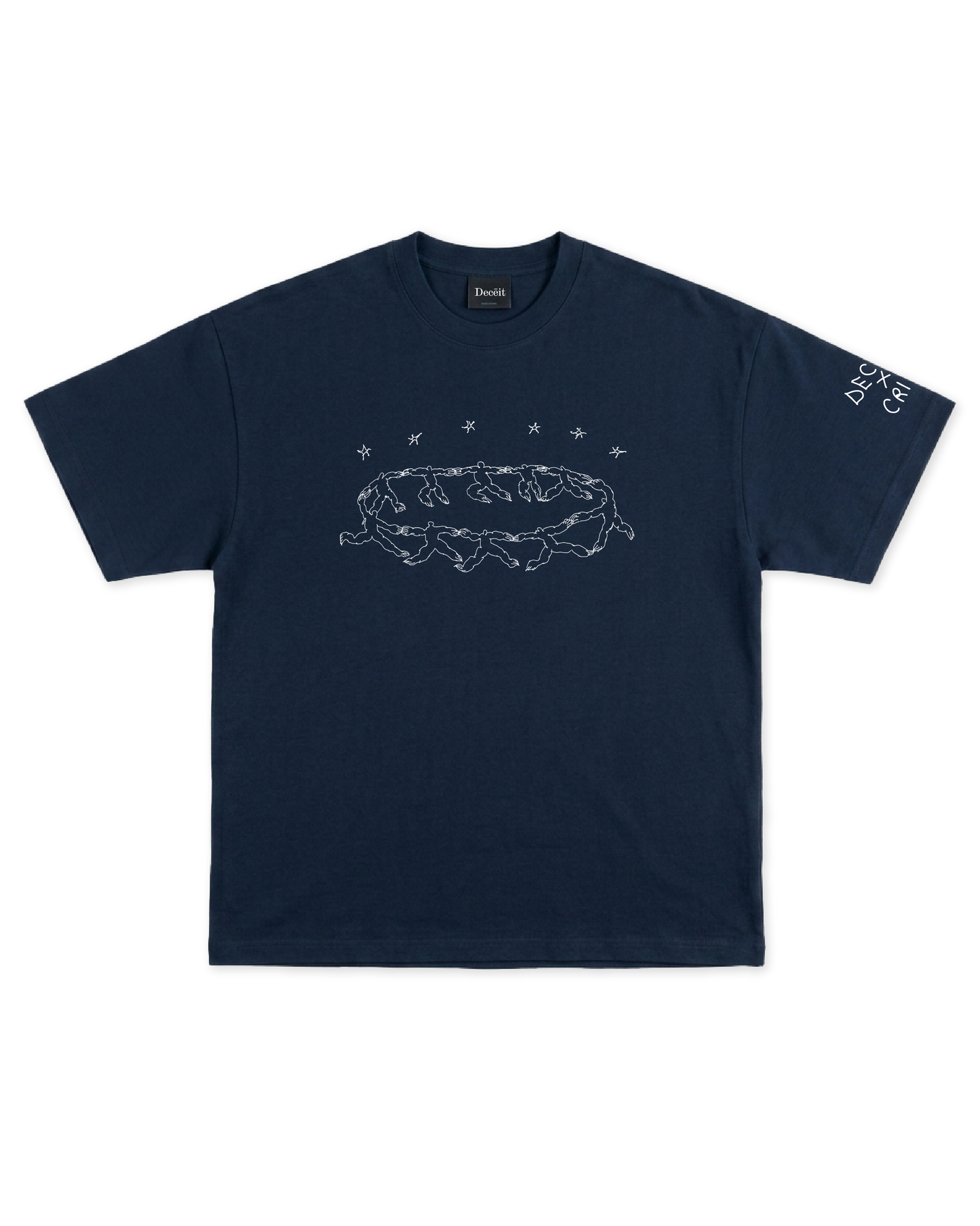 T-Shirt Flared Fit Blu Denim "All Around", vista frontale
