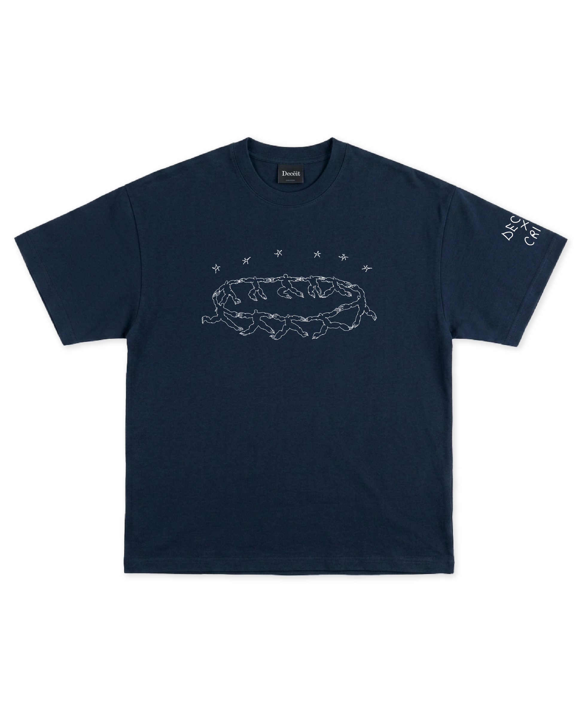 T-Shirt Flared Fit Blu Denim "All Around", vista frontale