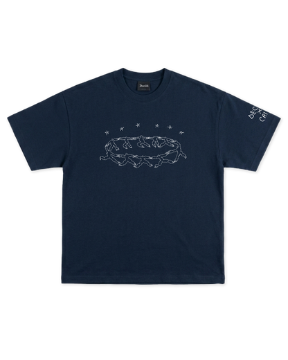 T-Shirt Flared Fit Blu Denim "All Around", vista frontale