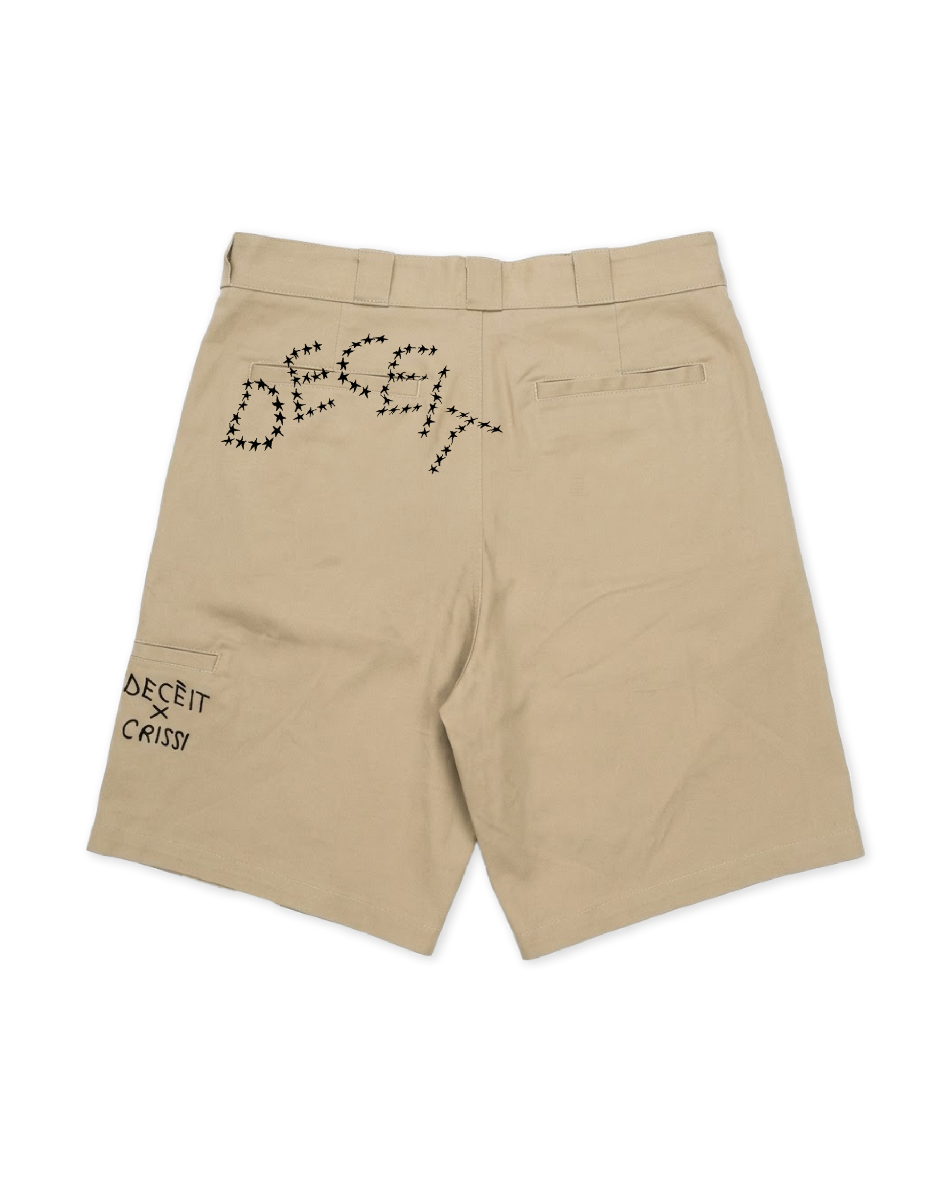 Short Baggy Fit Beige "Deceit Chicano", vista retro