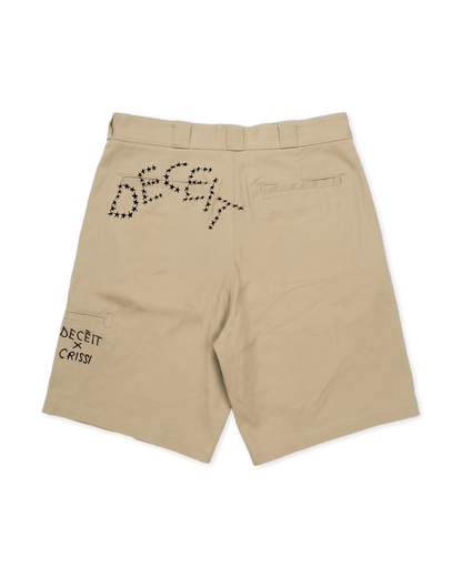 Short Baggy Fit Beige "Deceit Chicano", vista retro