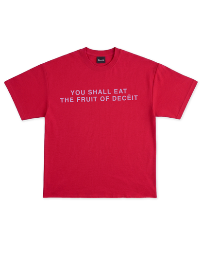 T-Shirt Flared Fit Rosso "Shall Eat", vista frontale